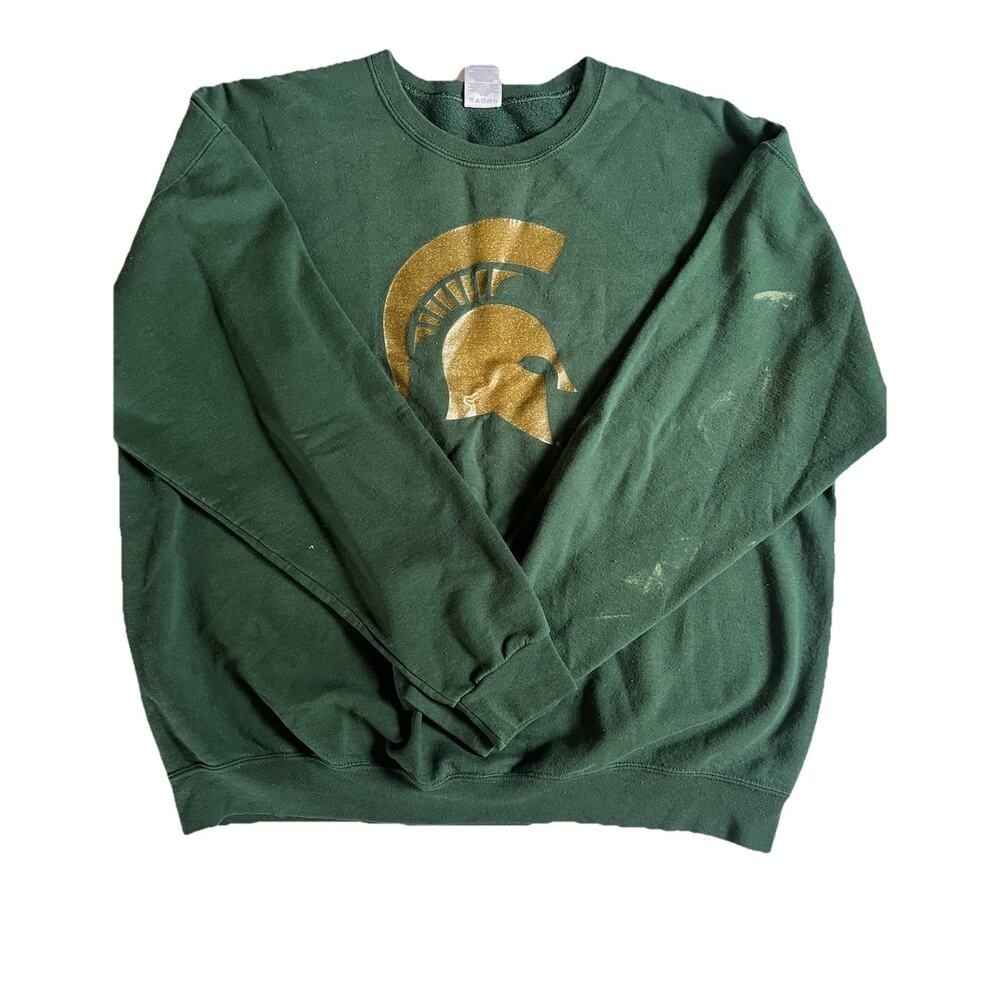 Vintage MSU Sweater Women's Size XL Crew Neck Green Spartans Michigan State Uni